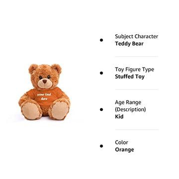 Plushland Teddy Bear 11 Inch, Stuffed Animal Personalized Gift - Great Present For Mothers Day, Valentine Day, Graduation, Birthday,Anniversary, Get Well,Christmas (Mocha Bear, Orange)