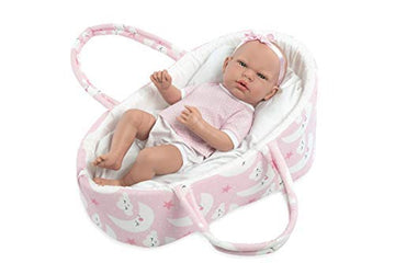 Ann Lauren Dolls 15 Inch Anatomically Correct Baby Girl Doll In Pink Bassinet- Baby Dolls