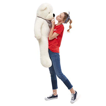 Morismos Giant White Teddy Bear Stuffed Animals Plush Toy For Girlfriend Kids Christmas Valentine'S Day Birthday 47 Inches