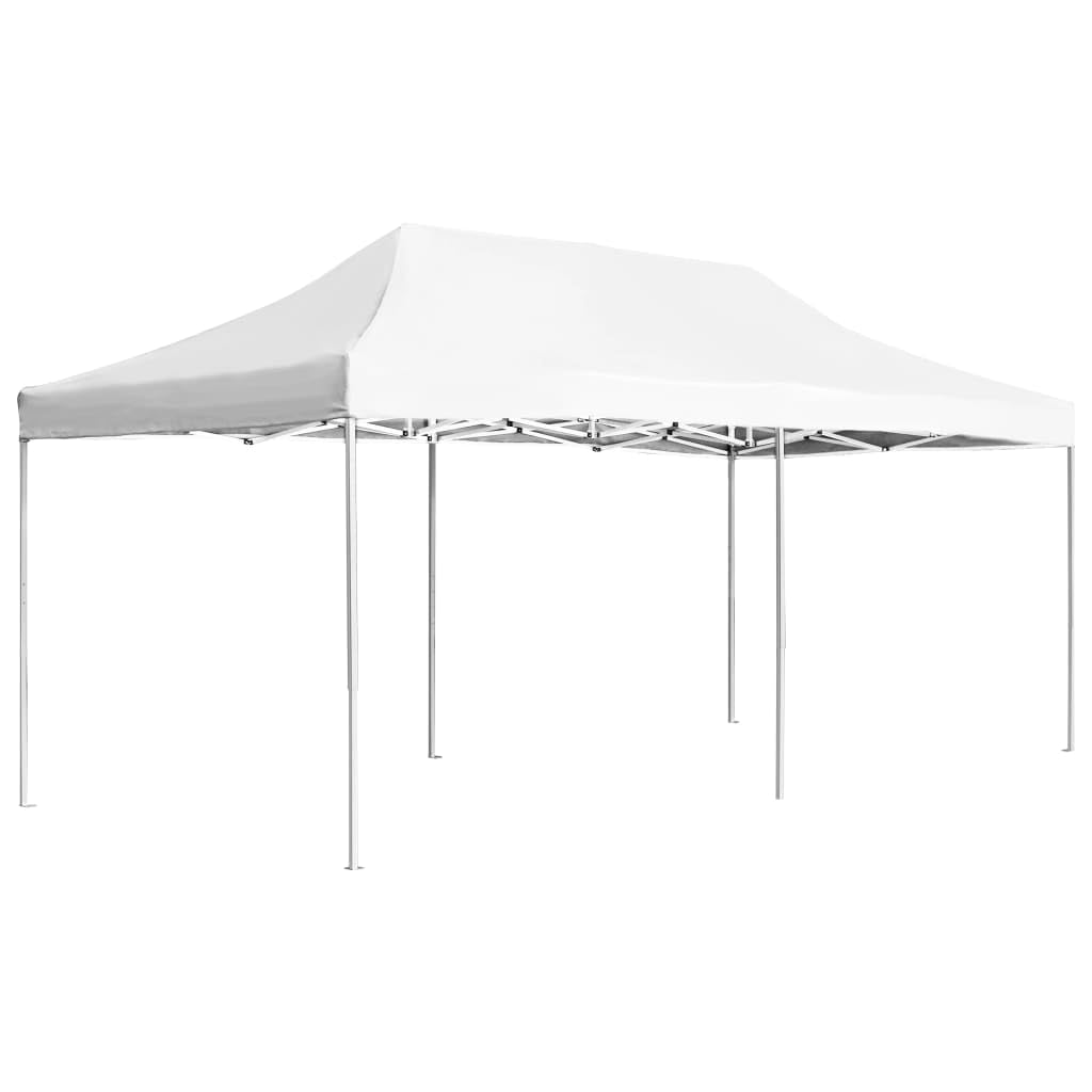vidaXL Professional Folding Party Tent - Aluminum, White, 19.7x9.8, Sunshade Shelter, Frame, Light-Weight, Portable, Suitable 