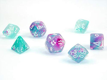 Chessex Nebula Polyhedral Dice Set Wisteria with White Luminary (7 dice)