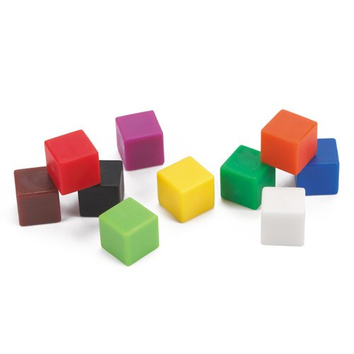 EAI Education Centimeter Cubes Set of 1000 - Plastic, Multi-Color (Green, Brown, Red, Black, Yellow, Purple, White)