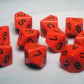 Chessex Dice Sets: Opaque Orange with Black - Ten Sided Die d10 Set (10)