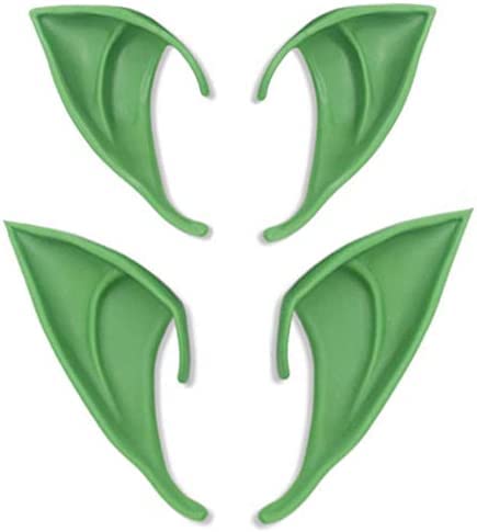 Aweilan Fairy Pixie Soft Elf Ears Cosplay Accessories Halloween Party Pointed Prosthetic Tips Ear (2 Pairs) (Green)