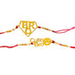 Bro and Cute Bro Rakhi Set, Golden Beaded Red Thread