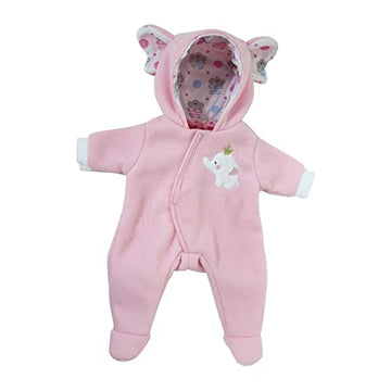Jc Toys | Berenguer Boutique | Baby Doll Outfit | Pink Elephant Themed Hooded Onesie | Ages 2+ | Fits Dolls 14'- 16'
