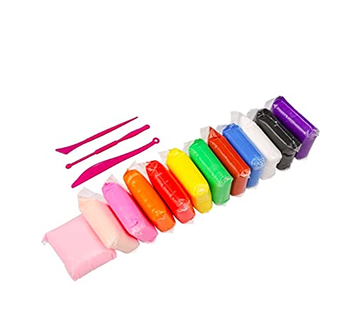 Homeish Diy Air Dry, NonToxic, Ultra Light, Colorful Modelling Foam Clay Pack With Tools For Kids (Pack Of 12 Pcs)