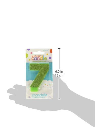 CANDLE GLITER NUMERAL #7 KIWI (12/288)