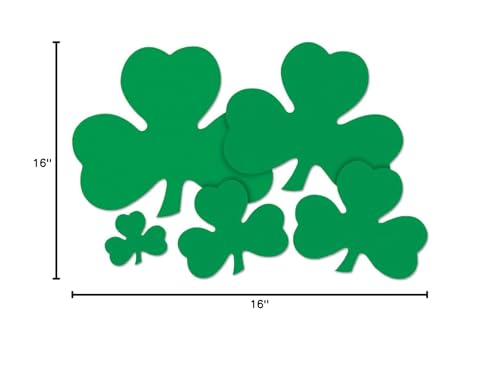 Beistle 24-Pack Decorative Printed Shamrock Cutouts, 16-Inch,Green