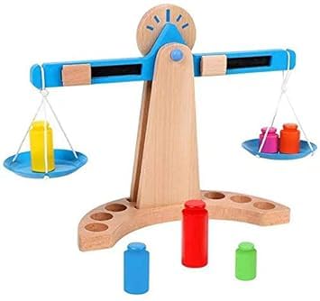 Bliss Hues Wooden Balance Scale Toy For Kids, Learn Practical Maths Montessori Toy Preschool Educational Learning Toy With 6 W