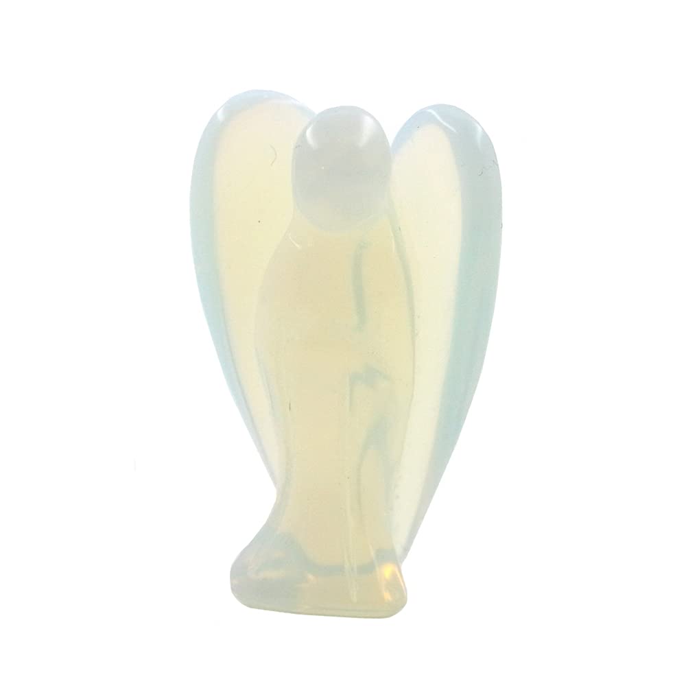 Ouubuuy Opalite Crystal Angel Figurines Statues Natural Gemstone Carved Pocket Guardian Angel 1.5 inch for Healing Reiki Spiritu