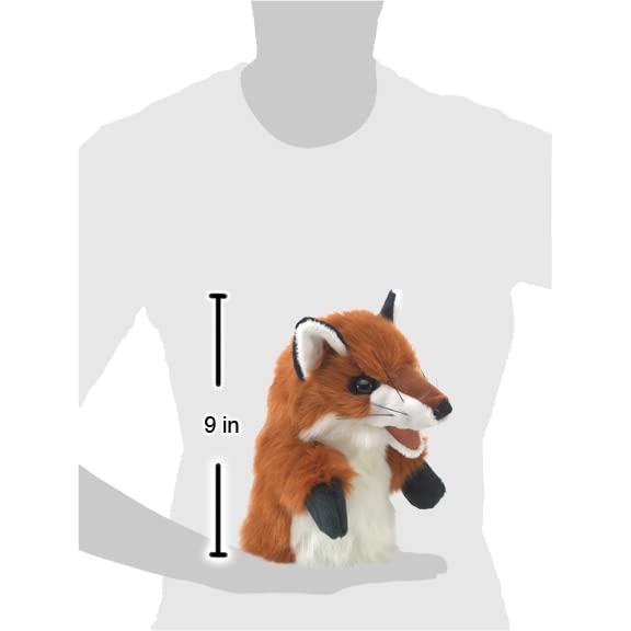 Folkmanis Little Fox Hand Puppet, Red/Dark Brown/White, 8''