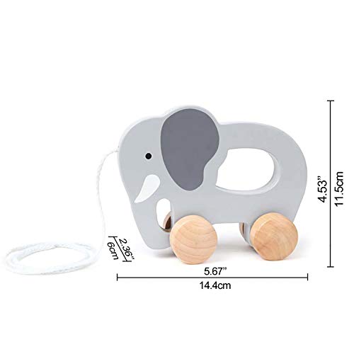 (Elephant) - Hape Elephant Wooden Push And Pull Toddler Toy,Grey