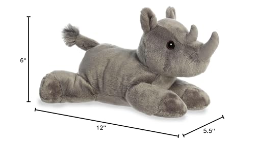 Aurora Adorable Flopsie Rodney Rhino Stuffed Animal - Playful Ease - Timeless Companions - Gray 12 Inches