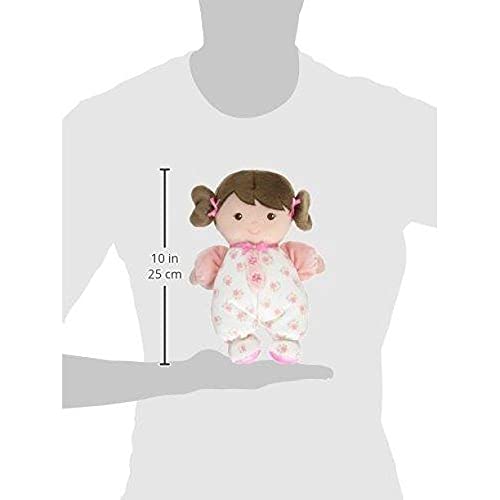 Baby Starters Plush Baby Doll Rattle, Brunette Olivia, 9" Fabric, Pink