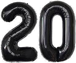 CollectiveMed. Number Foil Balloon 16 Inch  Black Colour (BLACK20)