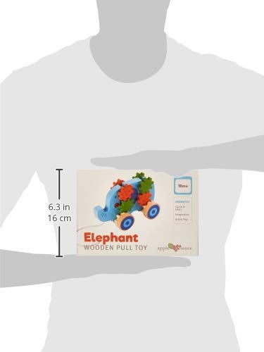 Applesauce Wooden Pull Infant Development Educational Baby Toys (Elephant), Blue