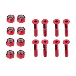 8pcs Replacement Skateboard Truck Hardware Longboard Screws Bolts Red