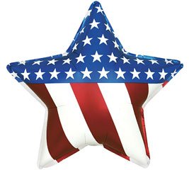 Kellis Shop Patriotic Star Shaped Flag Balloon (18 Mylar) Pkg/1