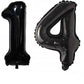 CollectiveMed. Number Foil Balloon 16 Inch  Black Colour (BLACK14)