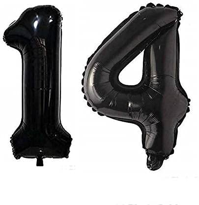CollectiveMed. Number Foil Balloon 16 Inch  Black Colour (BLACK14)