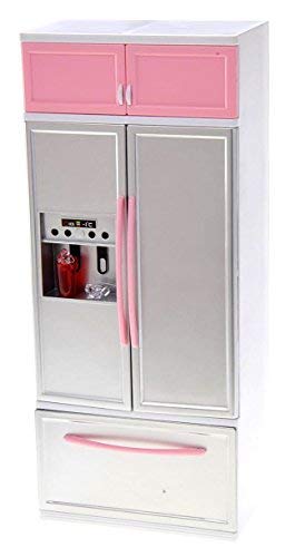 Powertrc Doll Kitchen Play Set, Mini Modern Toy Pink Kitchen Pretend Play Furnitures Toy Set Accessories Set With Realistic Light & Sound For Kids Toddlers Girls (4-In-1)