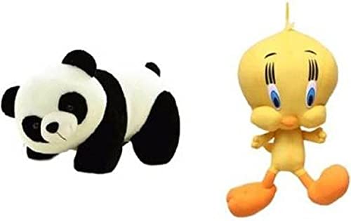 Soft Lovable Hugable Teddy Combo Panda And Tweety Teddy Bear For Kids Toys Bithday Gift - 30 Cm (Multicolor)