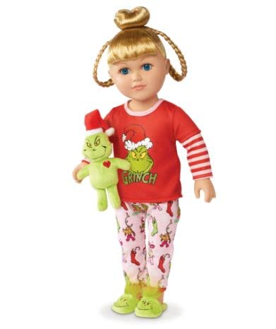 My Life As Grinch Sleepover 18 Inch Doll Christmas Holiday Collectible W/ Bonus (Blonde/Blue)