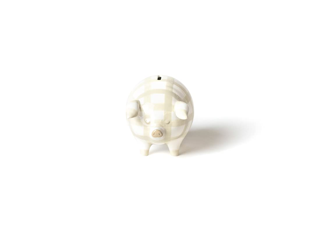 Gingham Piggy Bank Ecru