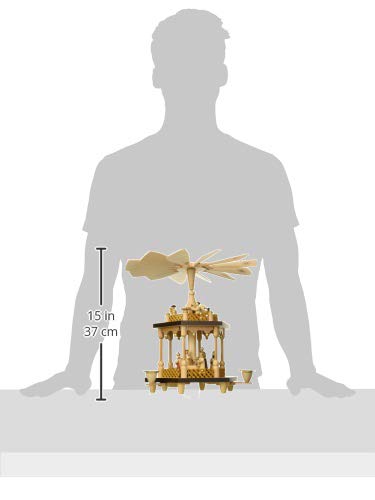 Alexander Taron 1371 Richard Glaesser Pyramid-2 Tiers Nativity Scene and Angel Musicians-12.5 H W x 12.5, Brown