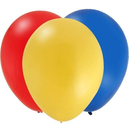 Hardatar Party Products HD Metallic Finish Balloons For Birthday/Anniversary Party Decoration (Blue, Red, Yellow) Pack of 100