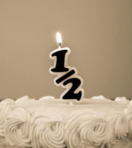 Over The Line Half 1/2 Birthday Candle - Ultra Pink or Black