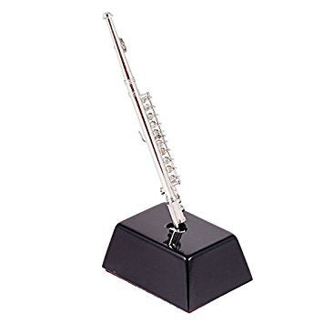 Broadway Gift Miniature Silvertone Flute 6 Inch Decorative Figurine With Base