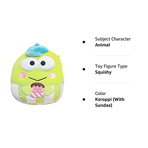 Squishmallow Official Kellytoy Sanrio Squad Squishy Stuffed Plush Toy Animal (Keroppi (With Sundae), 8 Inch)