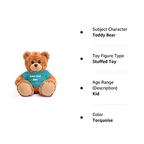 Plushland Teddy Bear 11 Inch, Stuffed Animal Personalized Gift - Great Present For Mothers Day, Valentine, Graduation, Birthday,Anniversary, Get Well,Christmas (Mocha Bear, Torquoise)