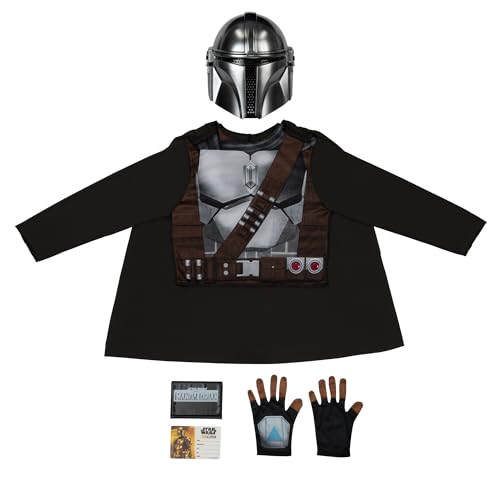 Star Wars The Mandalorian Official Youth Dress-Up Box - Tops, Gloves And Masks Of The Mandalorian, Boba Fett And Stormtrooper Multi