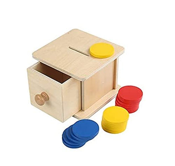Adena Montessori Infant Toddlers Coin Box Montessori Toys For 6-12 Months Baby (Typical - Drawer Comes Out)