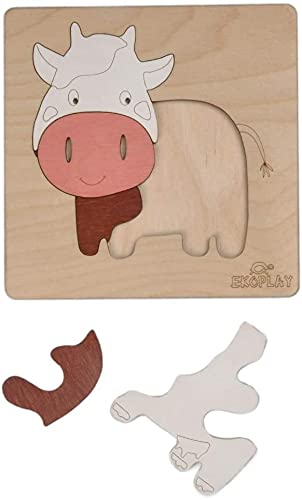 Happy Cow Wooden Puzzle For Kids | 5 Piece Jigsaw Puzzle For Preschool Kids | Learning Educational Toys Gifts For Boys Girls Age