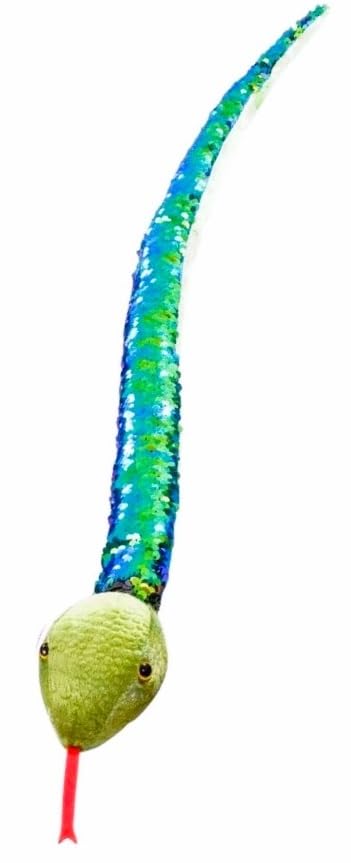 Zugar Land Colorful Sequin Plush Snakes (26'') Reversible Double-Sided Color Changing Sequin. Jungle Animal Birthday Party Favor