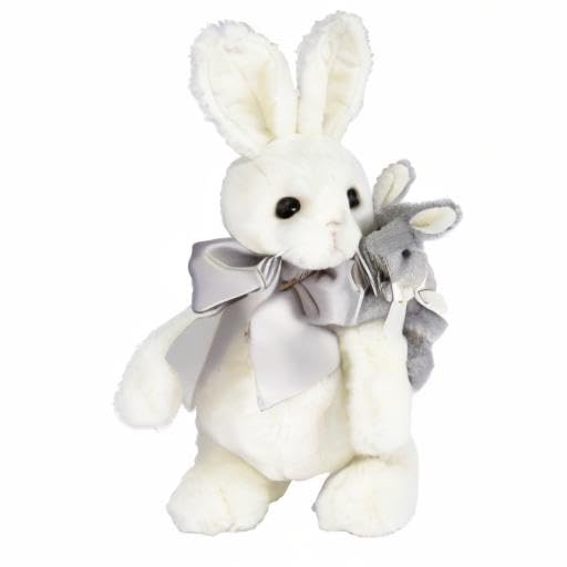 Bearington Skip And Hop White Gray Plush Stuffed Animal Bunny Rabbit, Adorable, Cuddly, Great Gift For Bunny Lovers Of All Ages,