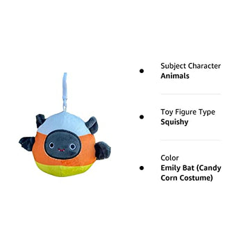 Squishmallow Official Kellytoy Halloween Squishy Soft Plush Toy Animals (Emily Bat (Candy Corn Costume), 3.5 Inch Clip)