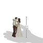 Rustic Couple Porcelain Figurine Wedding Cake Topper (Blush Dress)
