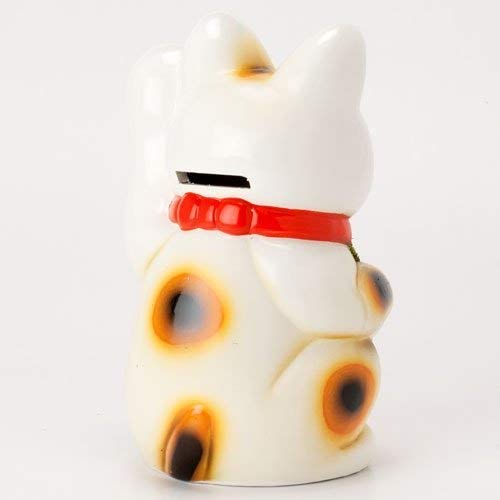 Tokoname Ware Maneki Neko Lucky Cat 6.3" Porcelain Figurine - White, Right Hand, Medium Size