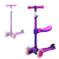 Gotrax Ks3 Kids Kick Scooter, Led Lighted Wheels, Adjustable Height Handlebars And Removable Seat, Lean-To-Steer & Widen Anti-Slip Deck, 3 Wheel Scooter For Kids Ages 2-8 And Up To 100 Lbs (Purple)
