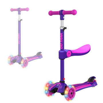 Gotrax Ks3 Kids Kick Scooter, Led Lighted Wheels, Adjustable Height Handlebars And Removable Seat, Lean-To-Steer & Widen Anti-Slip Deck, 3 Wheel Scooter For Kids Ages 2-8 And Up To 100 Lbs (Purple)