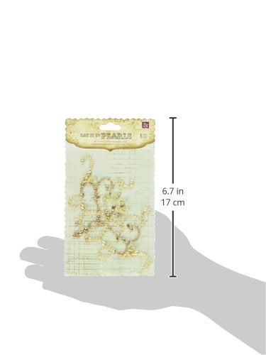 Prima 536015 4-3/4-Inch Say It in Pearls Self Adhesive Jewel Art Flourish Corner with Roses, Brown