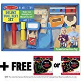 Melissa & Doug Deluxe Tool Belt Wooden Play Set & 1 Scratch Art Mini-Pad Bundle (05174)