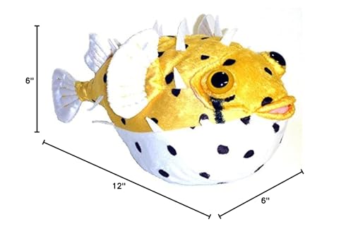 Adore Plush Company 12" Fugu The Porcupine Pufferfish Plush Toy - Yellow Soft Fabric
