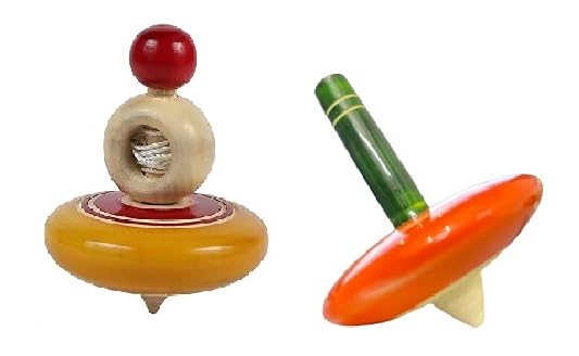 Spylark Toys  Handcrafted Wooden Spin Top & Spin Top Bhingri Kids/Showpiece (Pack Of2)