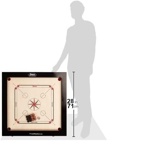 Surco Classic Kids Carrom Board - 4mm Wood, Black, Includes Coins & Striker